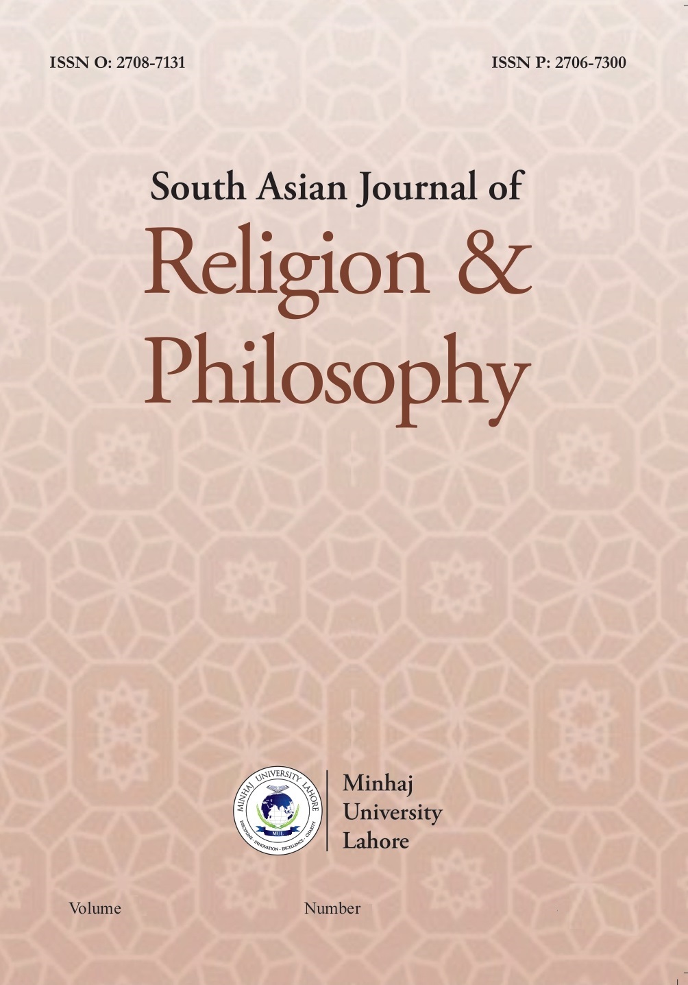 					View Vol. 2 No. 2 (2021): South Asian Journal of Religion & Philosophy
				